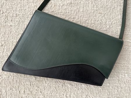 Elegante Ledertasche von CRIZ, dunkelgrün/schwarz