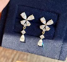 Boucles d'oreille argent avec moissanites de 0,063  ct