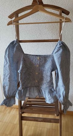 Schulterfreie bluse C&A Karo blau Grösse 36,