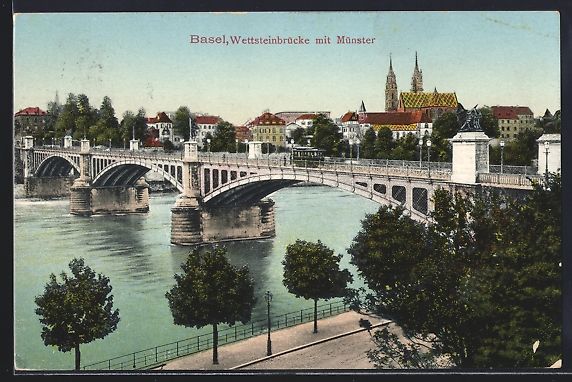 Ansichtskarten: Basel, Wettsteinbrücke mit Münster, St – Gebraucht aus Berlin von bartko-reher