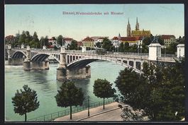 Basel, Wettsteinbrücke mit Münster, St