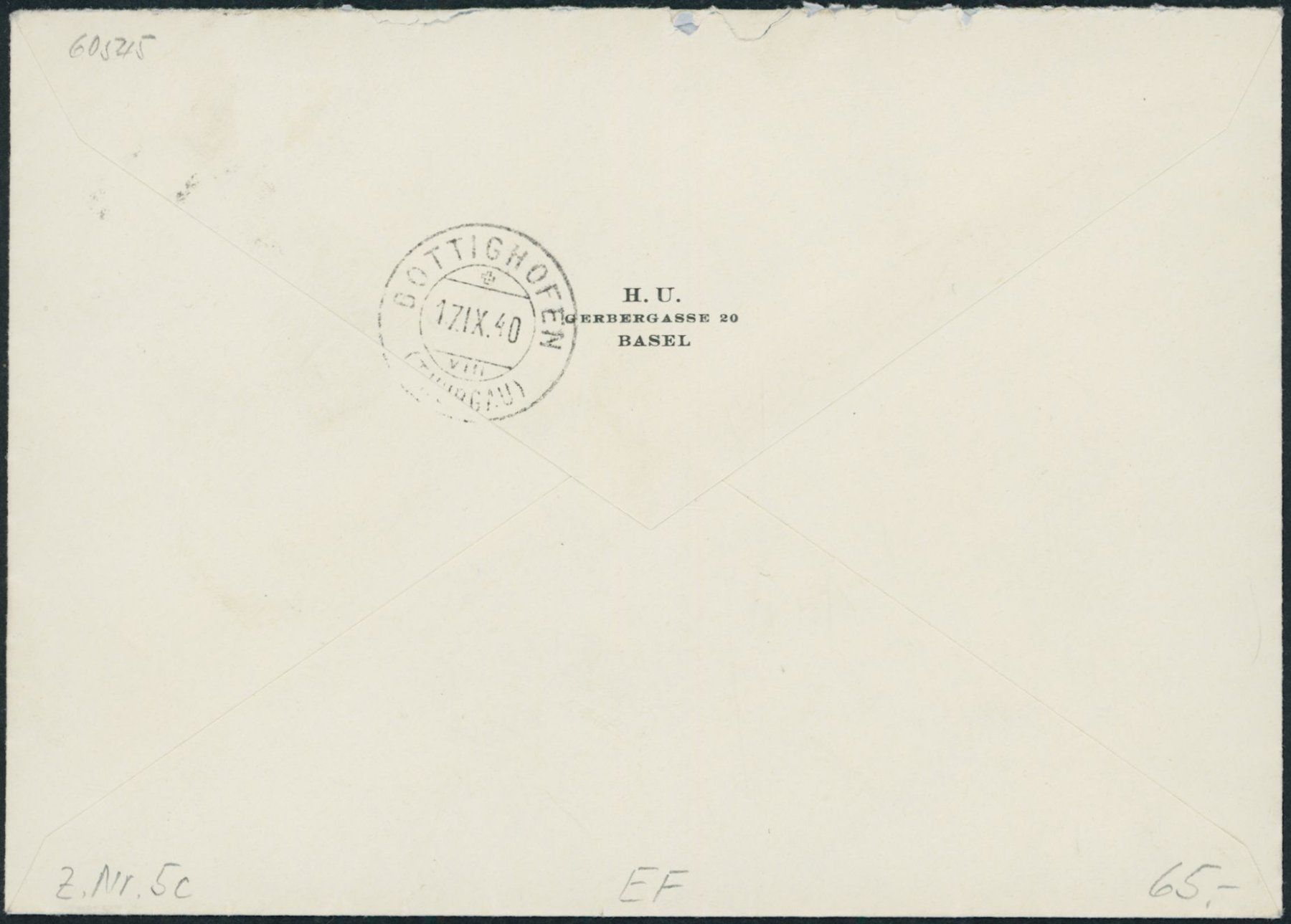 Alle Briefmarken: 1940 - Pro Patria - Brief - EF - " die hellrote 5c" – Gebraucht aus Schindellegi von leecollect 1