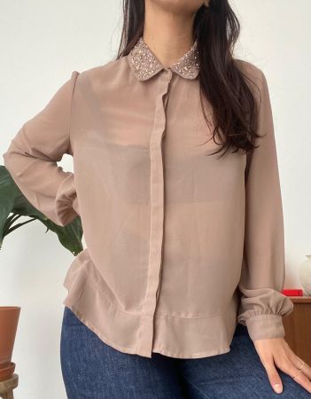 Chemise MANGO, M, col à paillettes