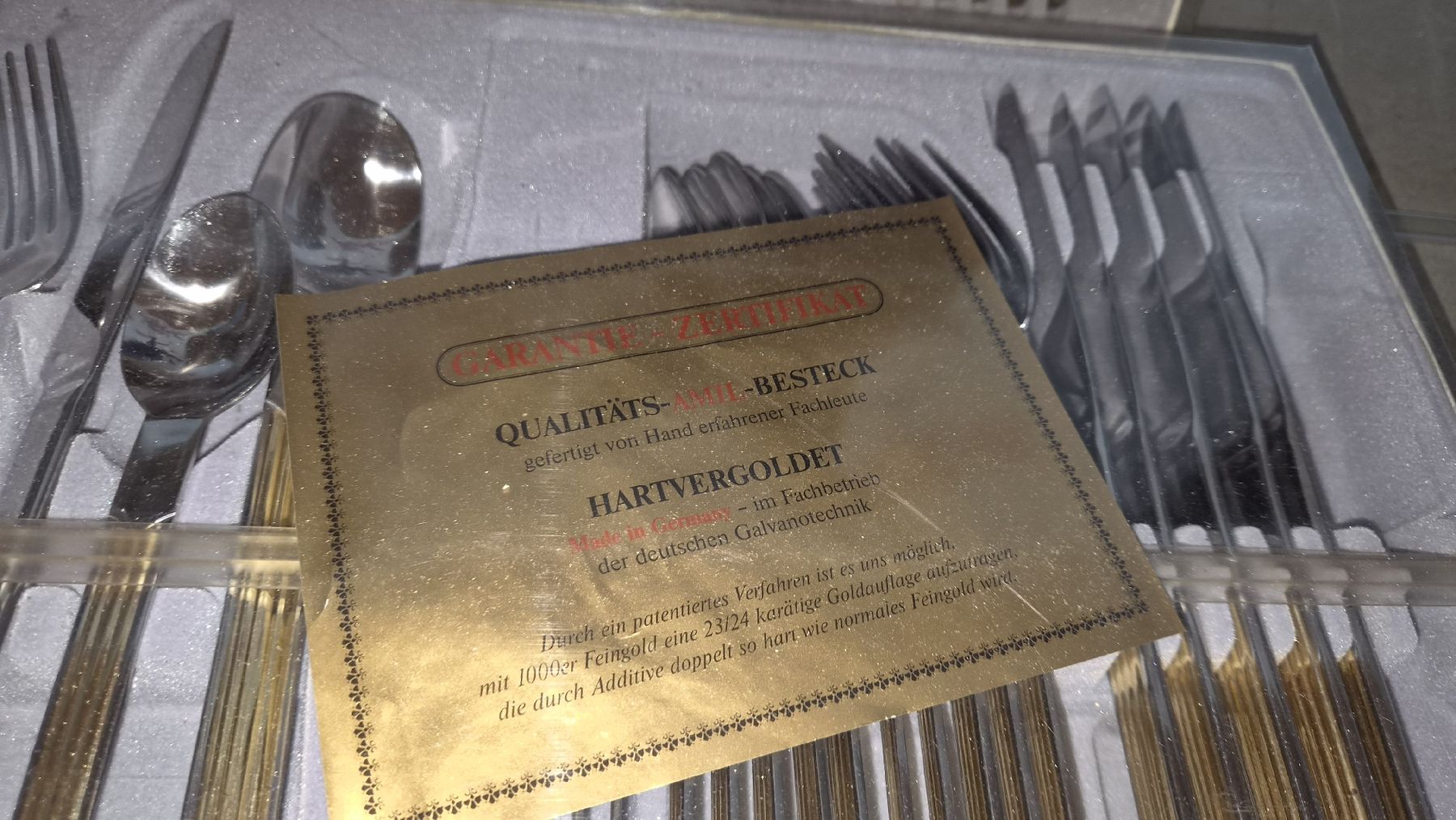 Bestecksets: Besteckset Hartvergoldet 23/24 Karat 4 Pack  – Neu und originalverpackt aus Kölliken von Upcycling-by-Mc-TAM 2