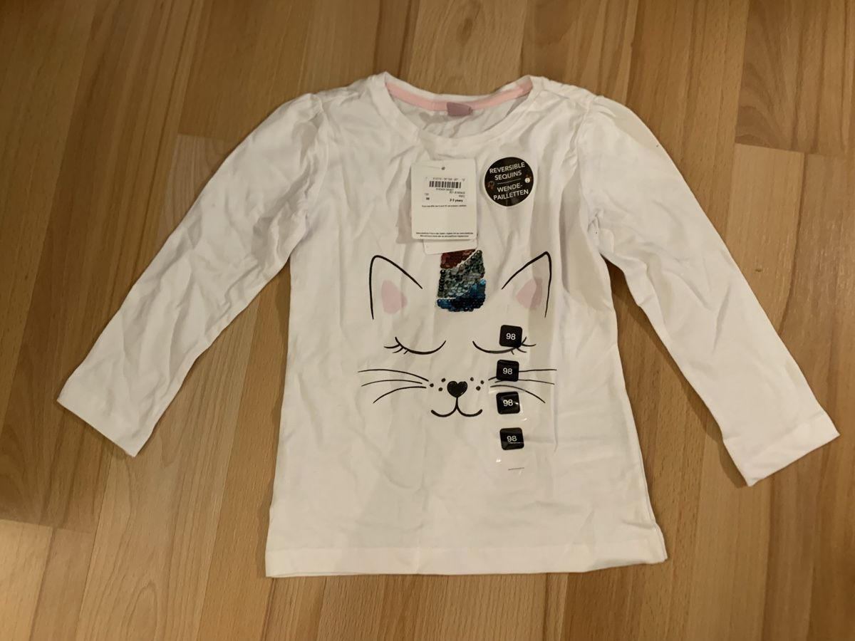 Camicette, T-shirt & Top: Mädchen Langarmshirt Pailletten Einhorn – Nuovo e nell'imballaggio originale da Bettlach venduto da valishop