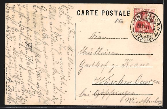 Cartoline postali: Baden, Ansichten vom Hotel Post im Passe – Usato da Berlin venduto da bartko-reher 1