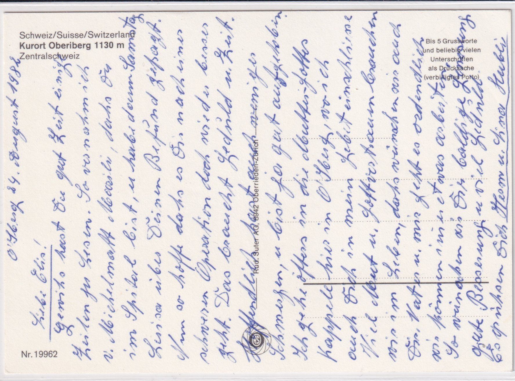 Cartes postales: Oberiberg /bn – D'occasion à Hombrechtikon par Rudolf07 1