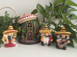 Mexikanische Garten-Zwerge „Fiesta“ + Solar Lampe | NEU!