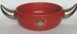 Steinlin Fondue Caquelon rot Schweizer Kreuz selten neu rare