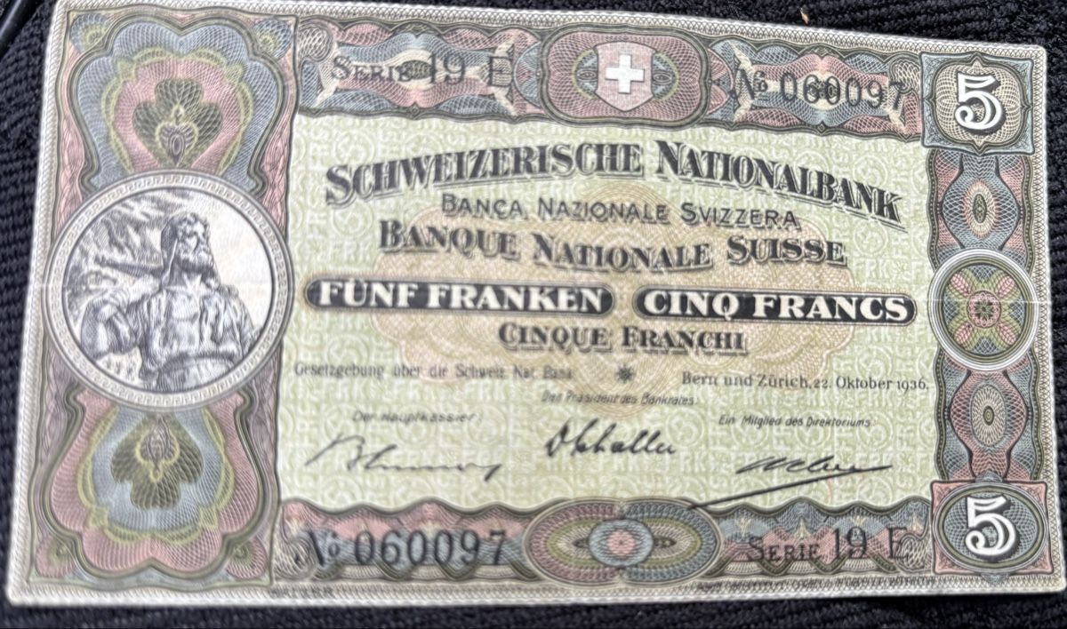 Banconote: Alte 5 Franken Banknote – Usato da Münsingen venduto da Richigen 1