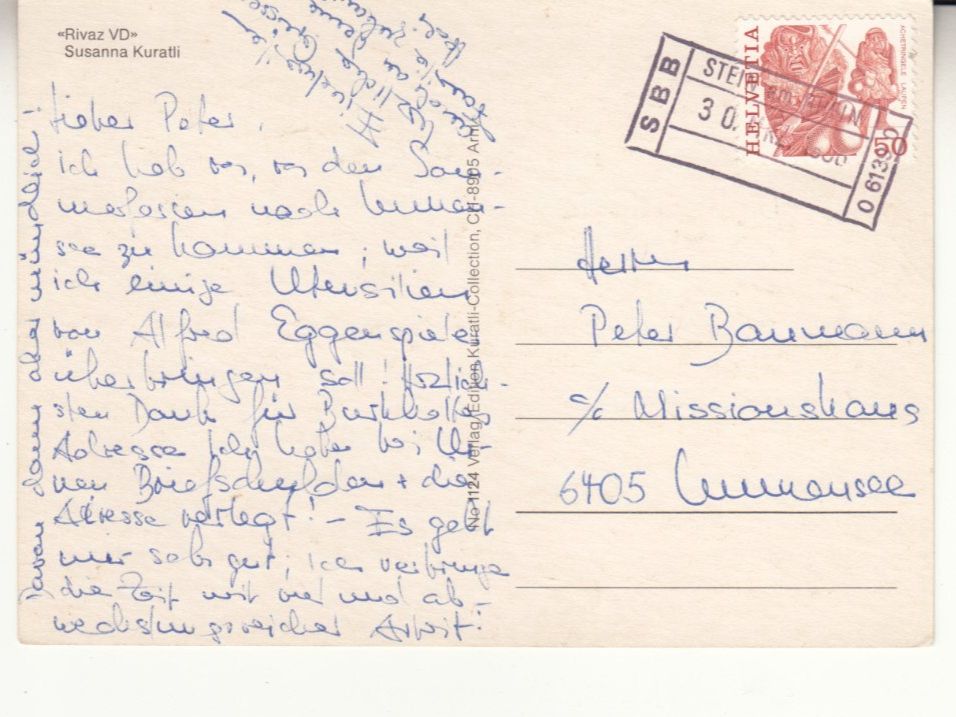 Cartoline postali: Rivaz S. Kuratli 1986 – Usato da Bürglen TG venduto da StampGraf 1
