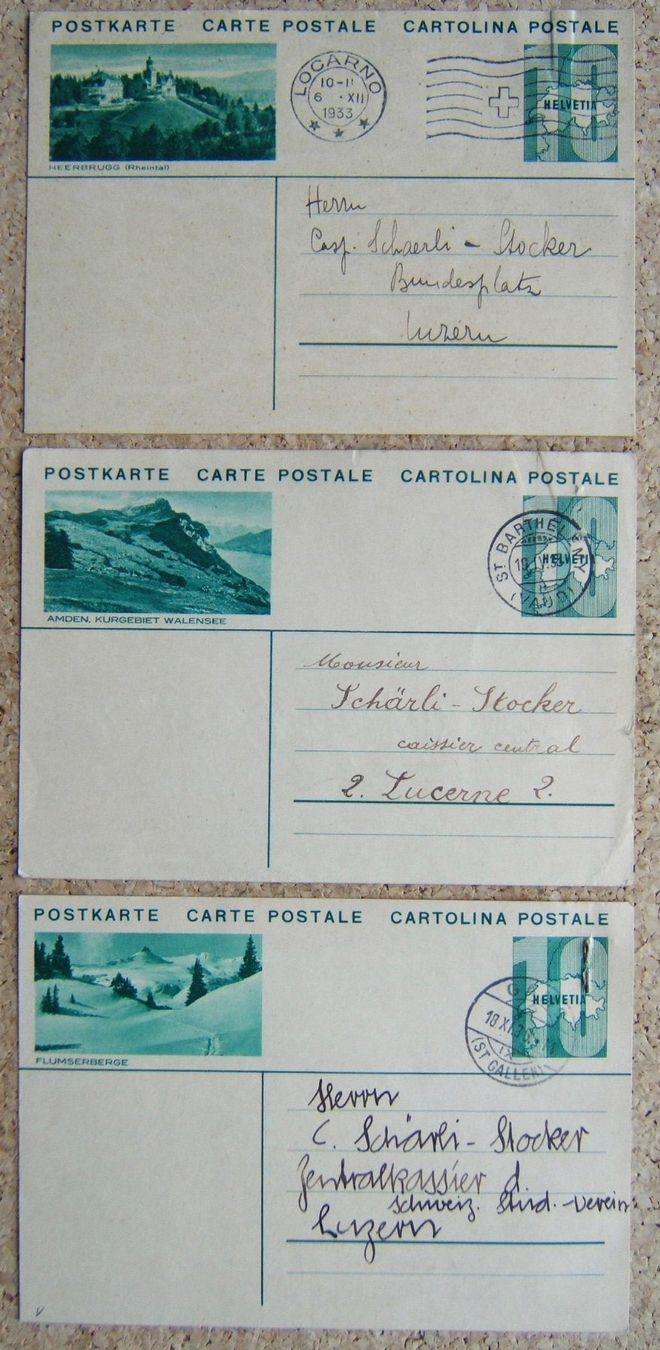 Alle Briefmarken: 3 BILDPOSTKARTEN ST. GALLEN – Gebraucht aus Brunnen von Nonne04