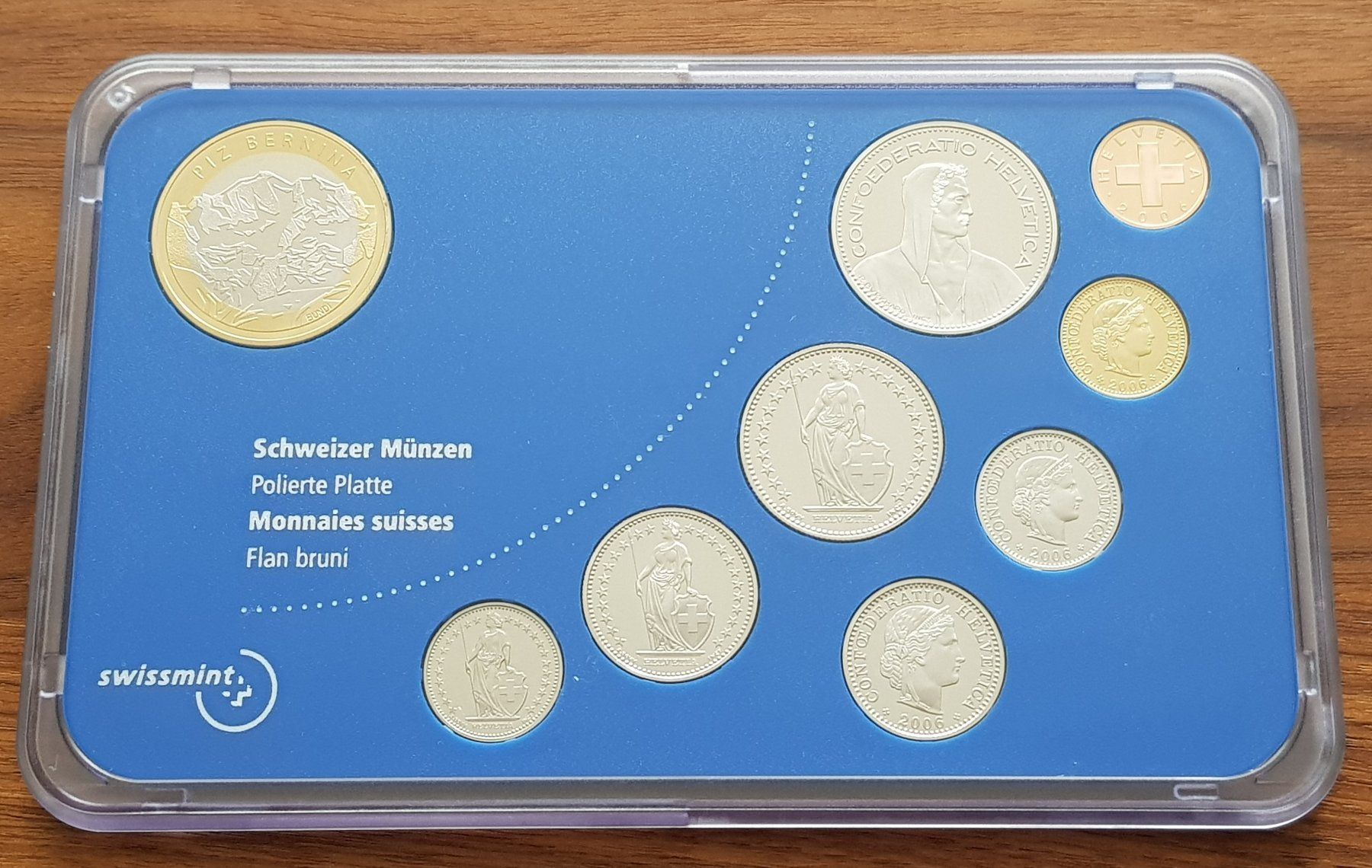 Alle Münzen: Schweizer Münzsatz Piz Bernina 2006 - 1 PP – Neu und originalverpackt aus Rotkreuz von Swiss-Coins 1