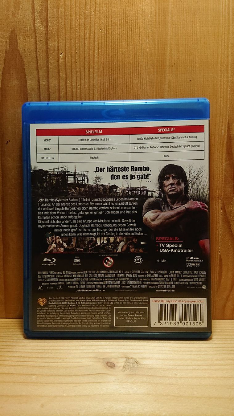 Tutti i DVDs: JOHN RAMBO Blu-Ray Uncut mit Sylvester Stallone – Usato da Wilderswil venduto da Exebub 1