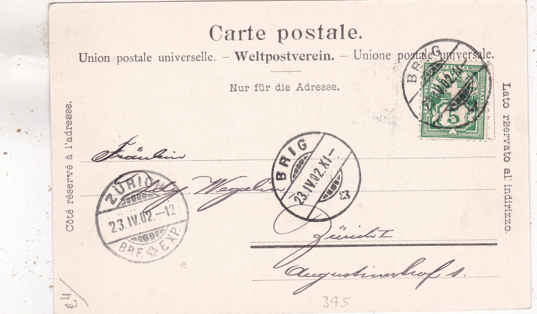 Ansichtskarten: Brigue Brig 1902 – Gebraucht aus Herisau von Lisegrat2008 1