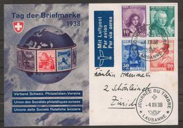 1938 : PJ Serie auf Karte Journee du timbre