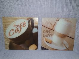 2 x Glasbilder Cafe 30 x 30 cm