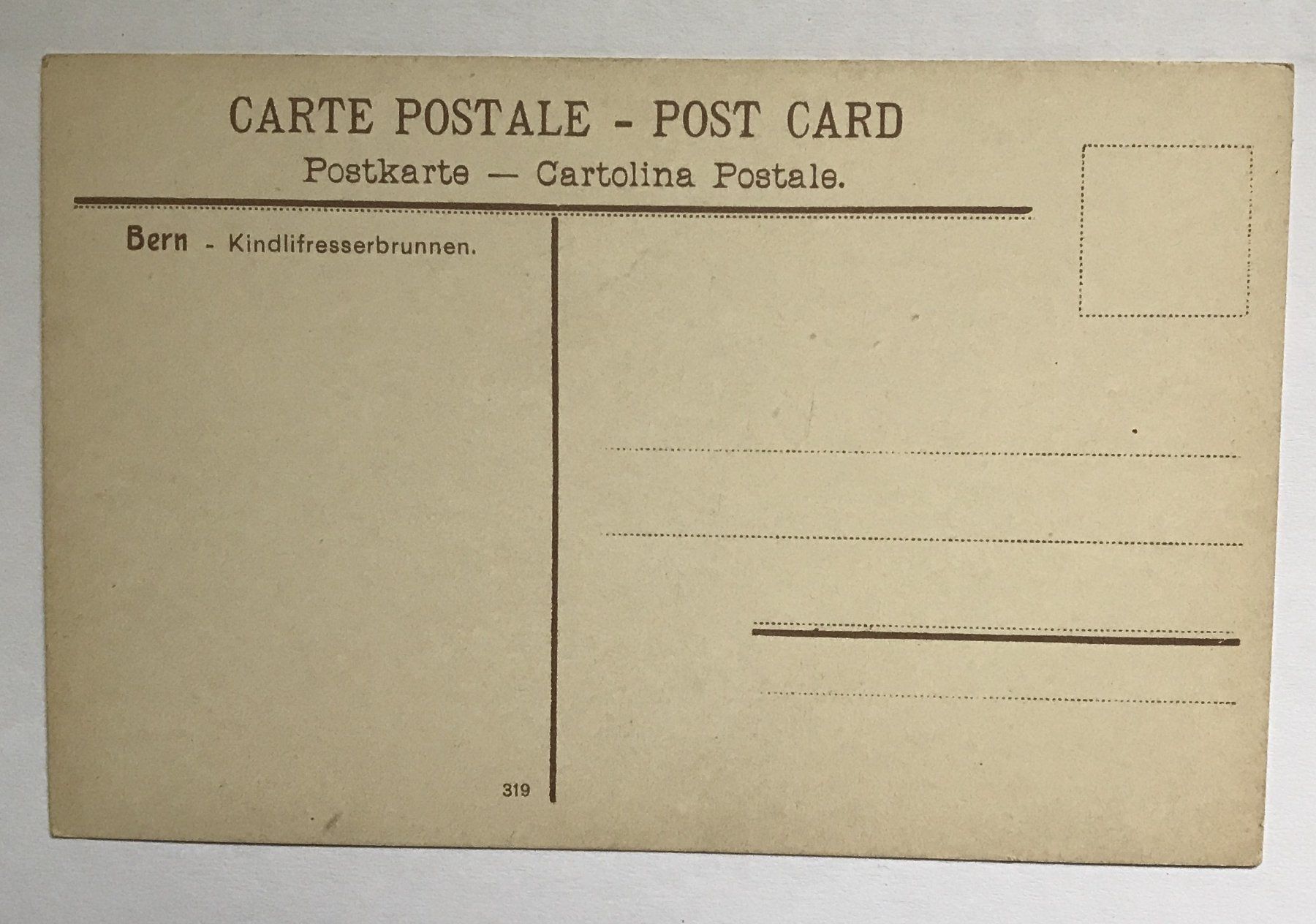 Cartoline postali: ALTE ANSICHTSKARTE BERN KINDERFRESSERBRUNNEN – Usato da Ostermundigen venduto da wini63 1