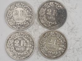 2 FR 1878 Sehr gute Erhaltung Lot 4 Stück