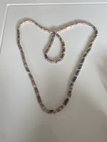 Lange Naturstein Kette mit Perlen rosa 150cm