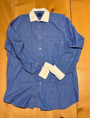 Hemd Arrow hellblau-weiss gestreift mit weissem Kragen (41)