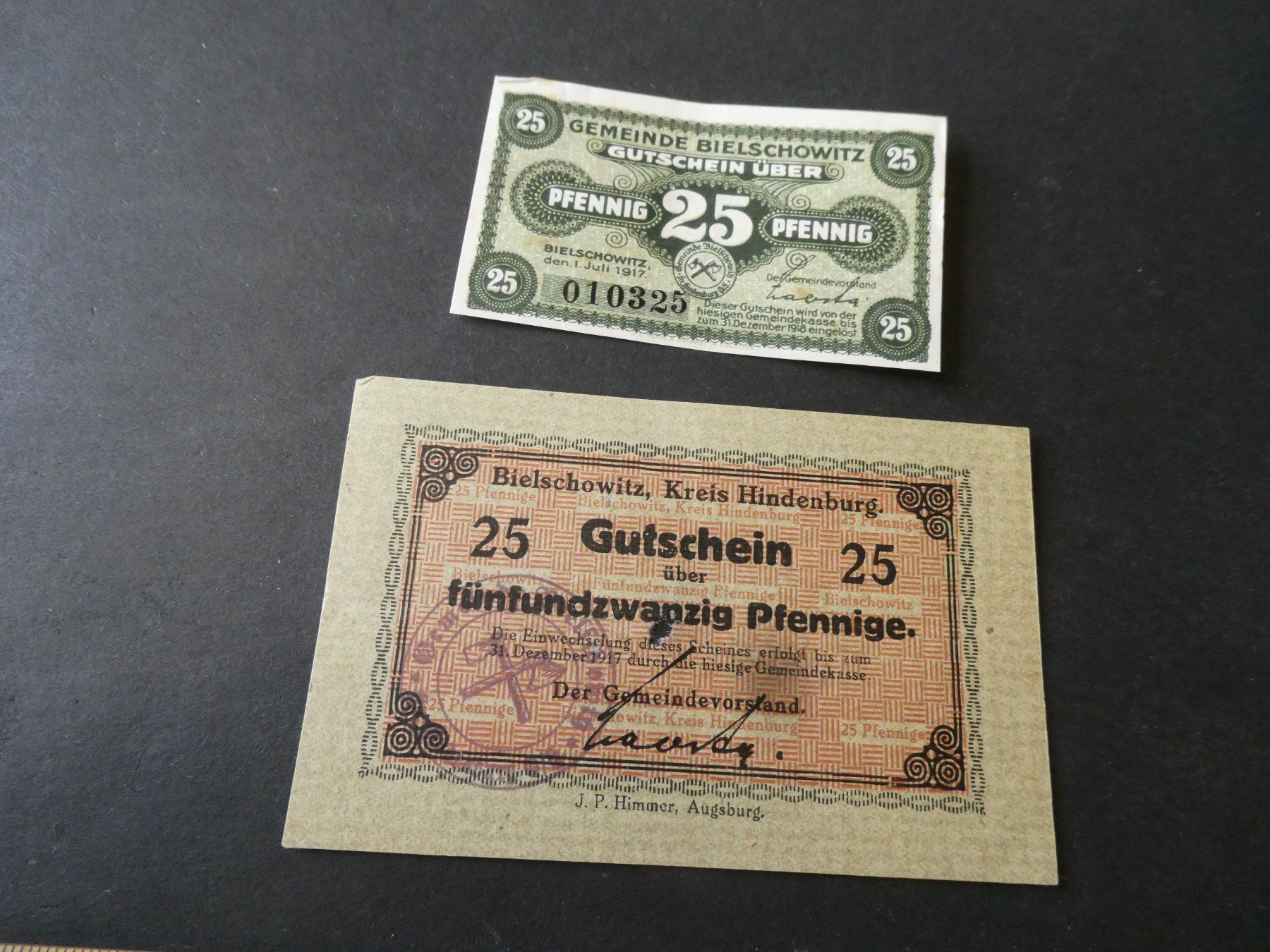 Banknoten: Dt. Reich, Bielschowitz - Notgeld – Gebraucht aus Hinterforst von Rohusri
