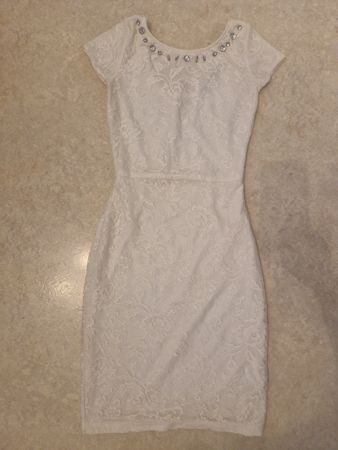 Weisses Spitzenkleid mit Strass Gr. S ZARA