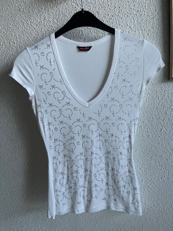 weisses T-Shirt mit Strasssteinen - met miami cocktail