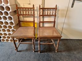 2er Set antike Stühle mit Wienergeflecht  40 X 42 X 90 hoch