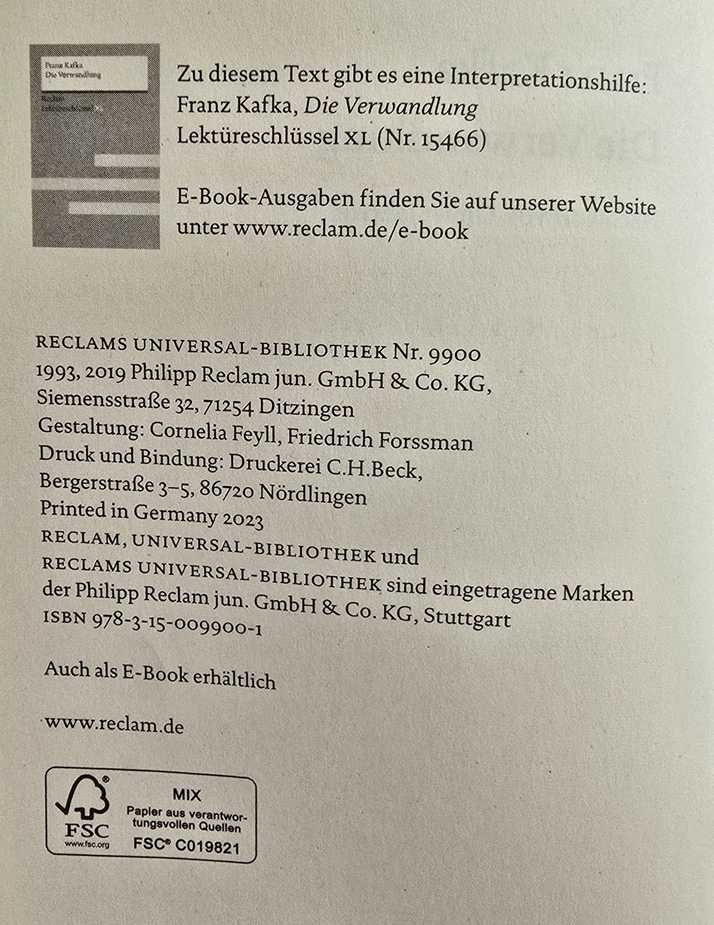 Libri: Die Verwandlung, Franz Kafka – Nuovo (secondo la descrizione) da Zürich venduto da pfo_tjp8 2