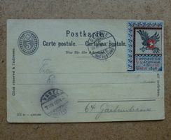 Postkarte ++ EXPO Geneve 1896 mit Vignette