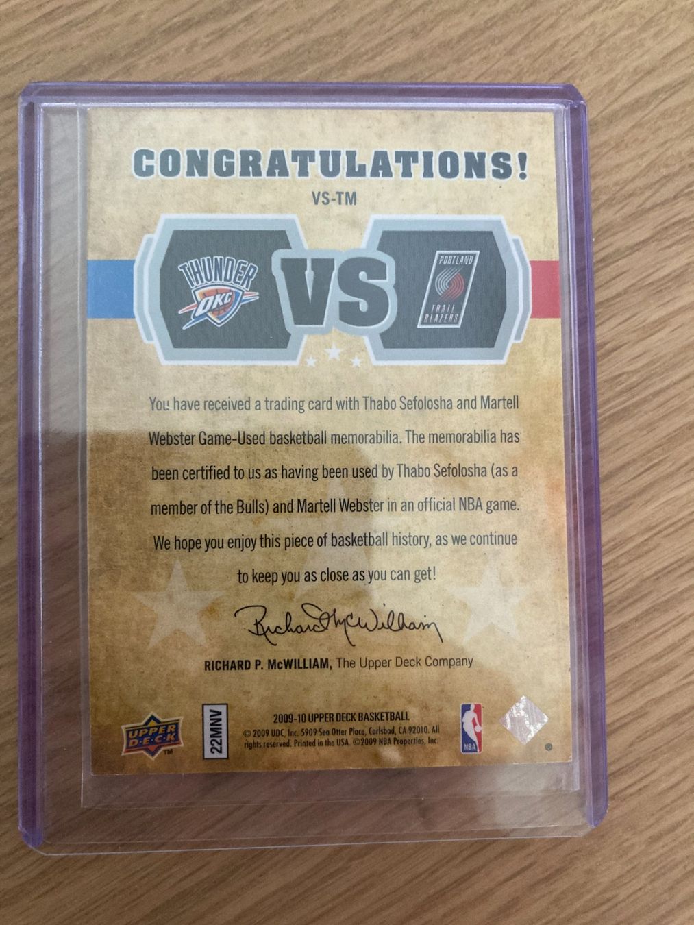 Sammelbilder & Trading cards: Upper Deck NBA 2009-2010 - Webster-Sefolosha Patch – Gebraucht aus La Tour-de-Peilz von Tyalos_Cards 1