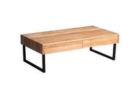 Couchtisch LINZ Wildeiche massiv 110 x 60 cm  2 Schubladen