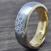 Edler Ring von Meister in 950 Platin und 750 Gelbgold