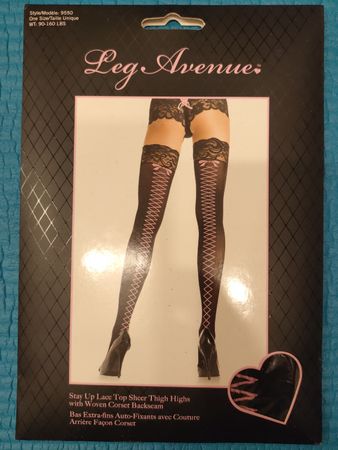 Leg Avenue Stay Up Lace Top Thigh Highs black One Size Strap