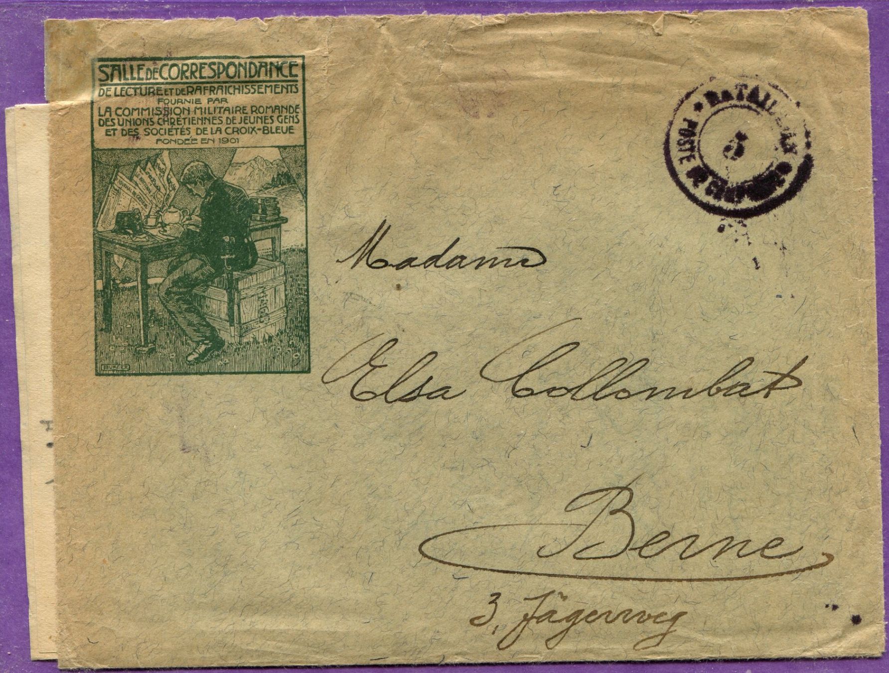 Tutti i francobolli: 1918 Bat.5 illustriert Salle de Correspondance Romande Feldp – Usato da Zug venduto da pinundpuk