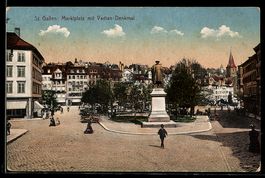 AK St. Gallen, Marktplatz mit Vadian-Denkmal