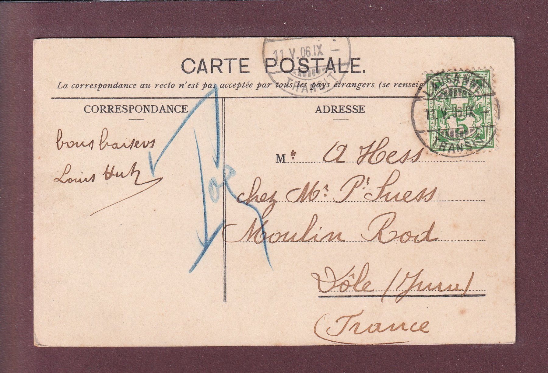 Cartoline postali: LAUSANNE - Monument Tell - 1906 – Usato da Pully venduto da nicecards 1