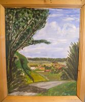 Ölgemälde, Sommerliche Landschaft mit Dorf!