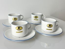 4x Rössler Porzellan Mokkatassen + Unterteller (FABRIKNEU)