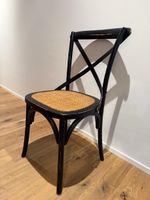 Cross Back Chair, Black Wood with Woven Rattan Seat