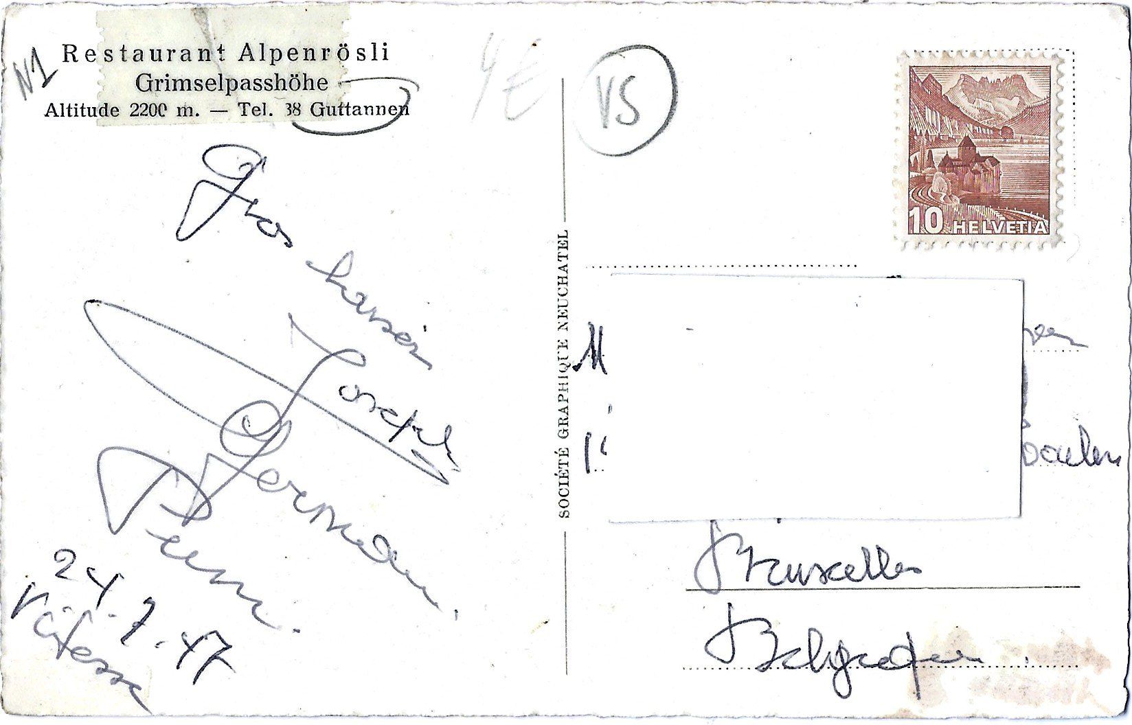 Cartoline postali: Grimselpasshöhe  -  Totensee  -  Restaurant  Alpenrösli – Usato da Bütschwil venduto da Jackson1A 1