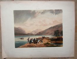 Interlaken Neuhaus sehr grosse Lithographie von Guerard 1853
