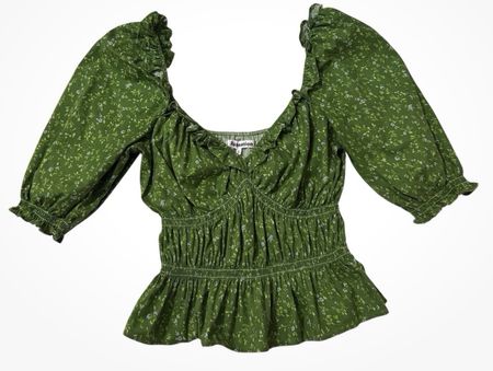reformation grüne bluse geblümt