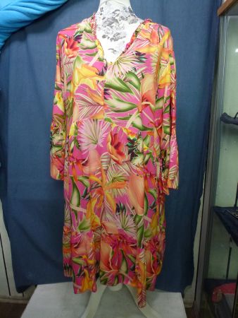 DESIGNER KLEID TULPENÄRMEL VISCOSE GR 44 BUNTE FARBEN LEICHT