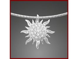 Collier 42cm mit Sonnenanhänger Silber 925 mit Zirkonias