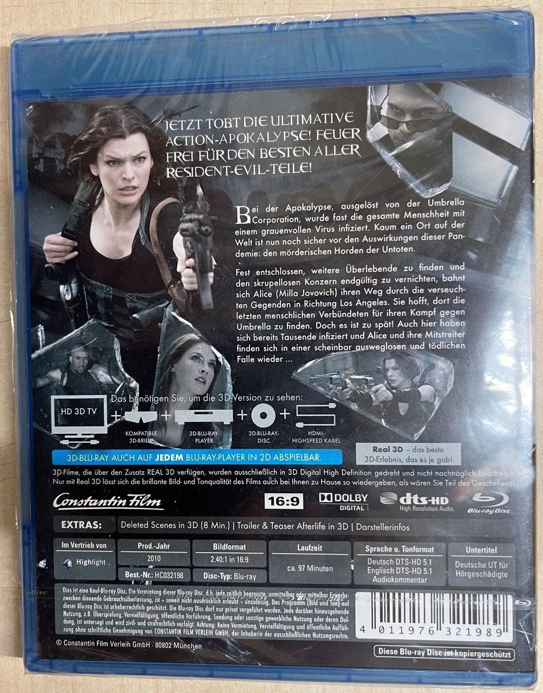 Alle DVDs: Resident Evil: Afterlife Blu-ray 3D-NEU – Neu und originalverpackt aus Oftringen von Vucki 1
