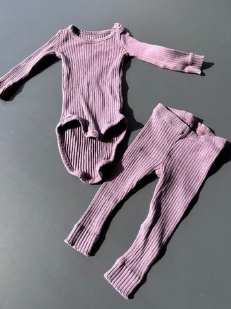 Lilla Geripptes Baby-Set, Baumwollmischung, Größe 74 cm