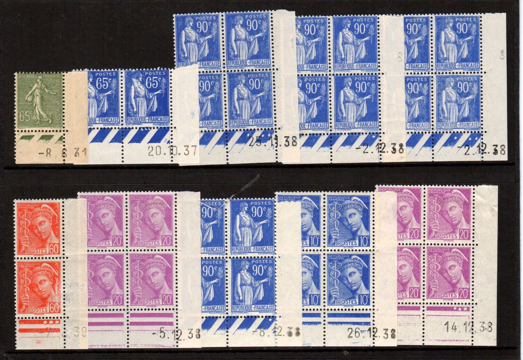 Alle Briefmarken: France - 21 coins datés - 1931-1939 – Defekt aus Chavornay von 4dphila 1