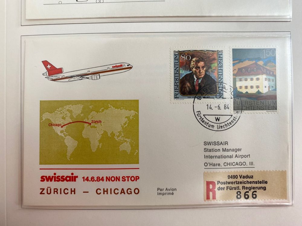 Alle Briefmarken: Swissair Album mit ca. 60 Erstflugbriefen – Gebraucht aus Canobbio von cog_bp5c